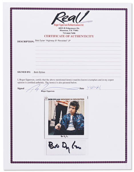 Bob Dylan Signed Album ''Highway 61 Revisited'' -- With Jeff Rosen and Roger Epperson COAs